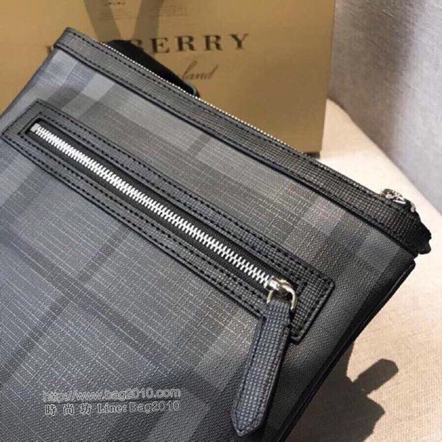 Burberry專櫃新款男包 巴寶莉London系列煙熏格男士最新單肩斜挎包  db1041